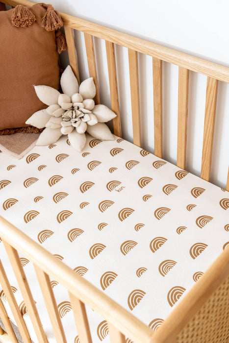 Kiin Baby Organic Cot Sheet - Rainbow Ivory Umber