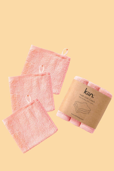 Kiin Baby Wash Cloths 3 Pack - Peony