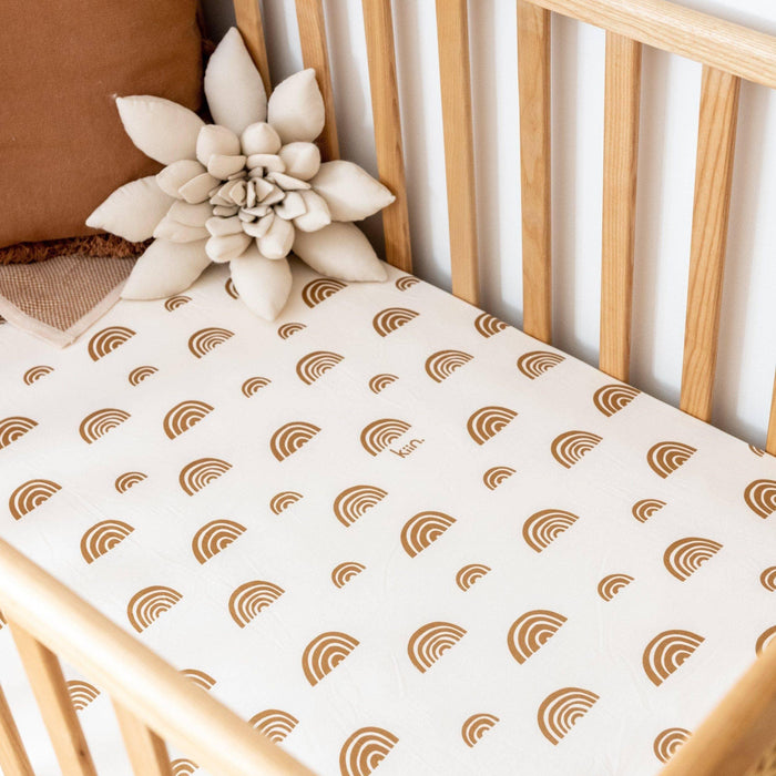 Kiin Baby Organic Cot Sheet - Rainbow Ivory Umber