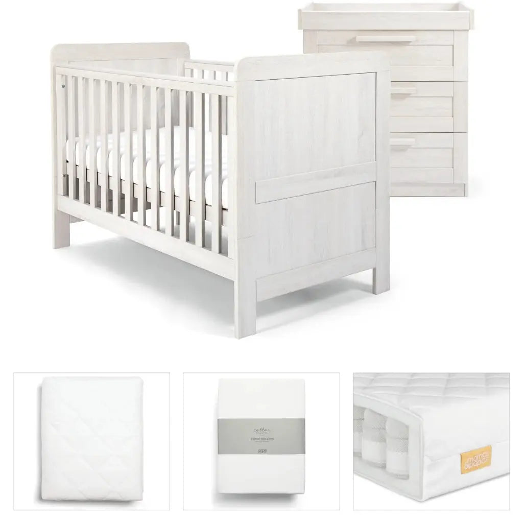 Mamas & Papas Atlas 5 Piece Set with Cot Bed, Dresser Changer, Mattress, Fitted Sheets & Mattress Protector