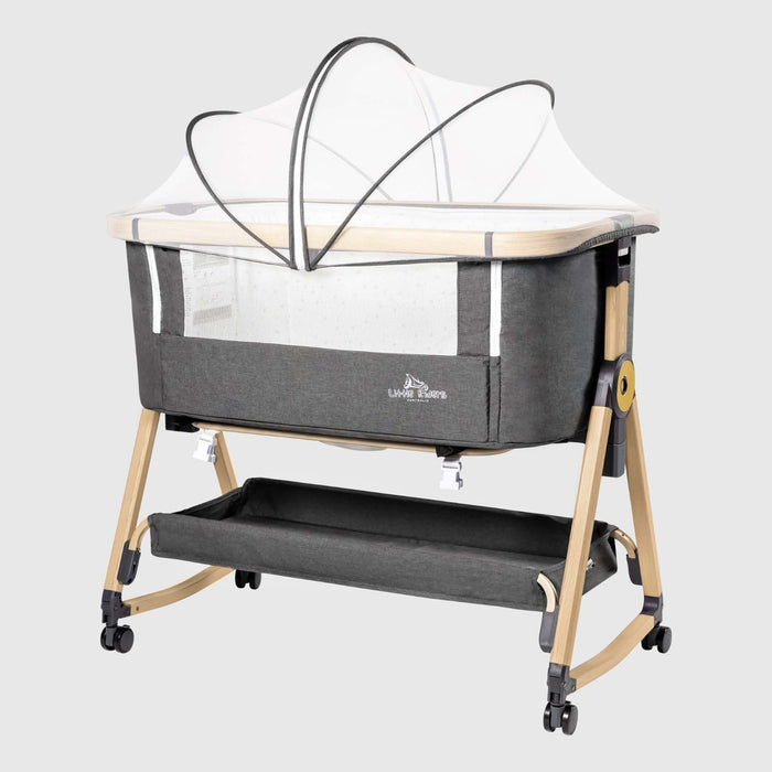 Little Riders Baby Bassinette with Mattress, Rocking Crib Co-sleeping cradle with Mosquito net