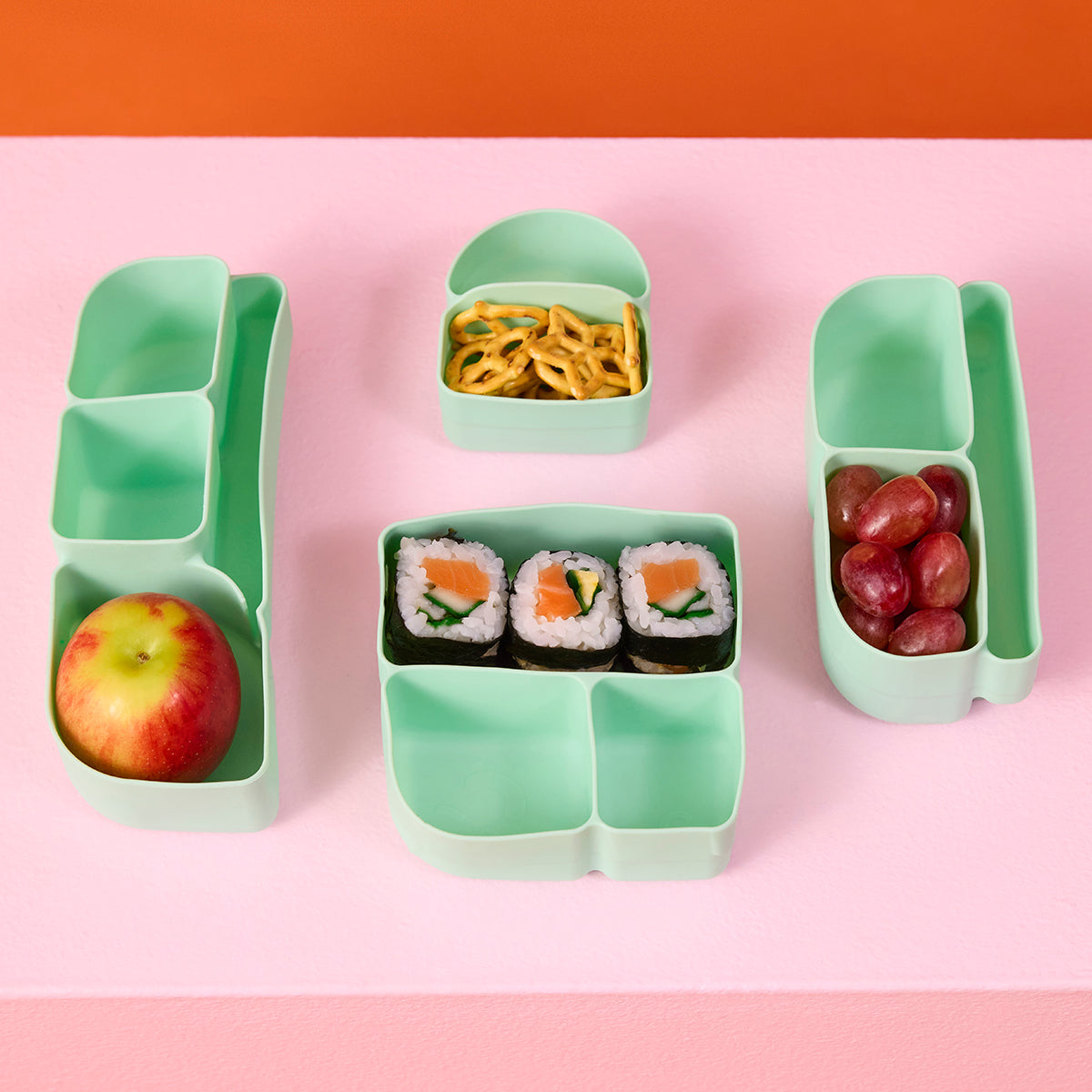 silicone bento tray - lunchbox - forest