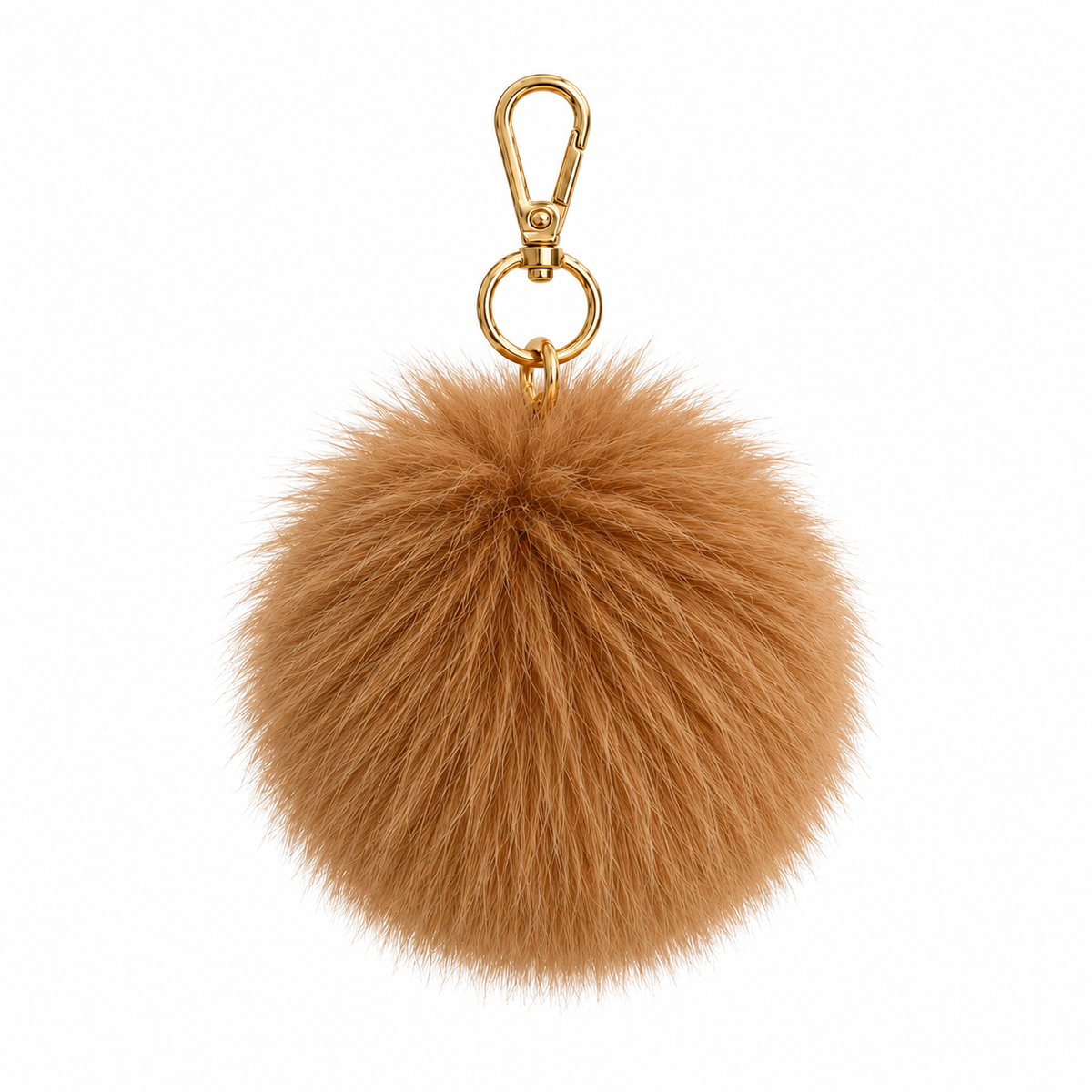 Coco Mae fluffy ball bag charm in Coco Brown