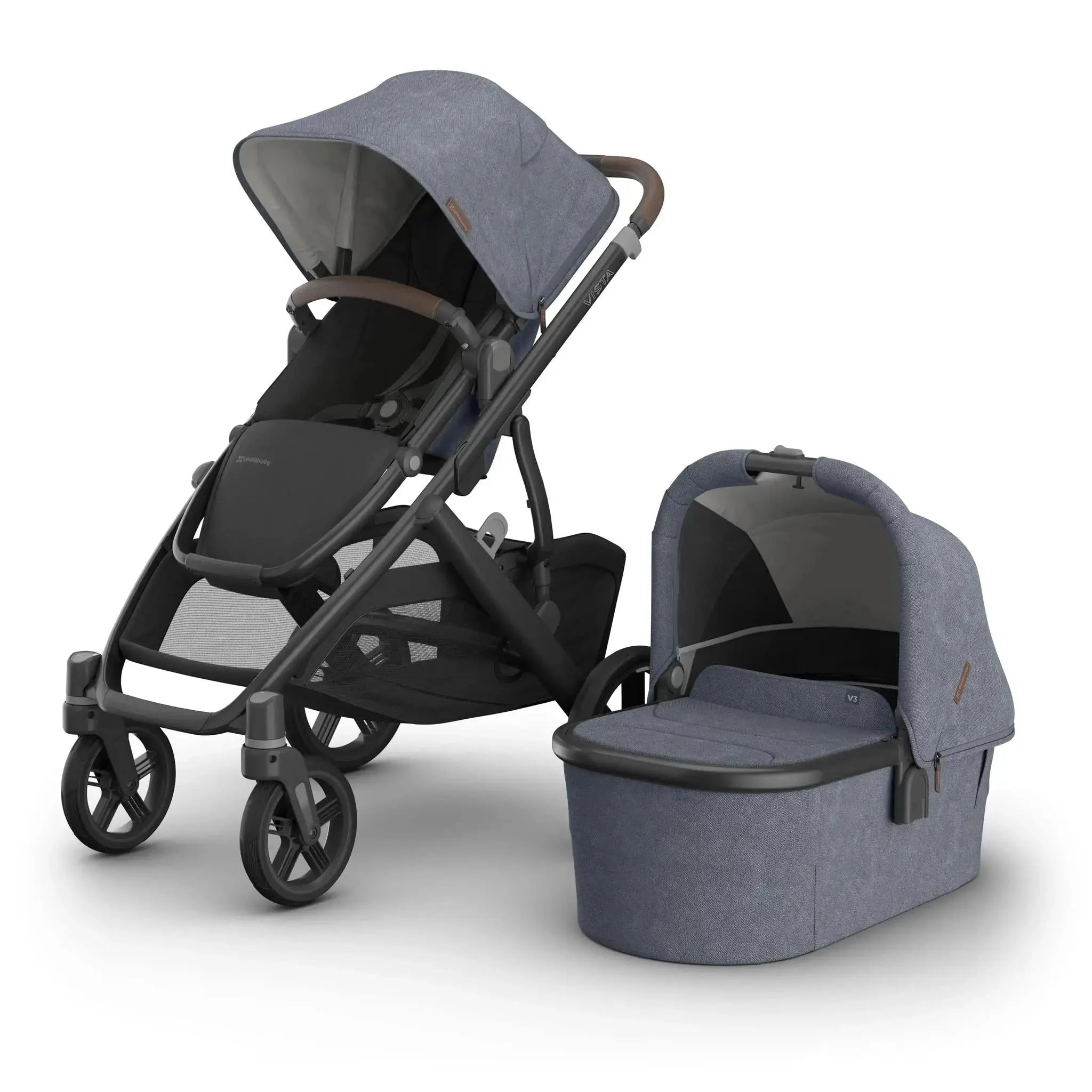 UPPAbaby Vista V3 Stroller & Bassinet Travel System - Julian Dusty Blue Melange