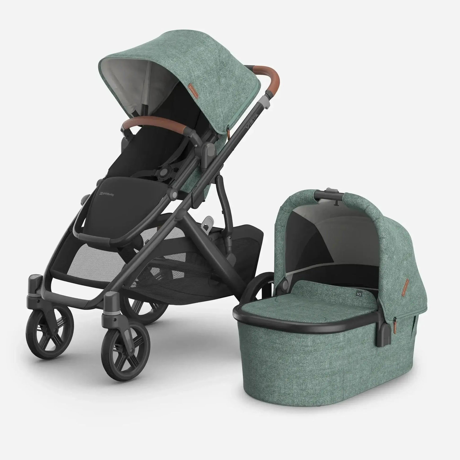 UPPAbaby Vista V3 Stroller with Bassinet - Gwen Edition (Green Melange)