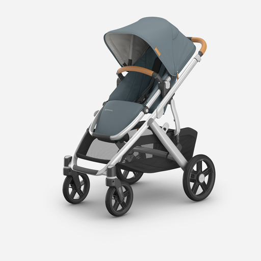 UPPAbaby Vista V3 Travel System Pram with Bassinet - Callum (Stone Blue / Silver) - Smooth Ride, Enhanced Safety & Breathable Comfort