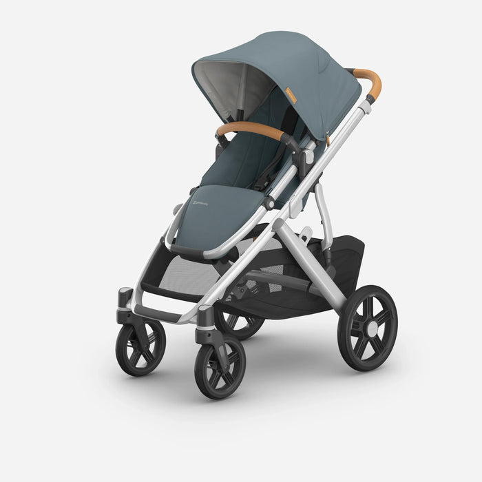 UPPAbaby Vista V3 Travel System Pram with Bassinet - Callum (Stone Blue / Silver) - Smooth Ride, Enhanced Safety & Breathable Comfort