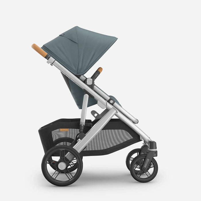 UPPAbaby Vista V3 Travel System Pram with Bassinet - Callum (Stone Blue / Silver) - Smooth Ride, Enhanced Safety & Breathable Comfort
