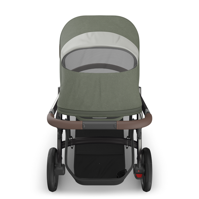 UPPAbaby Vista V3 Travel System with Bassinet - Evelyn Meadow Green | Graphite Frame, Chestnut Leather