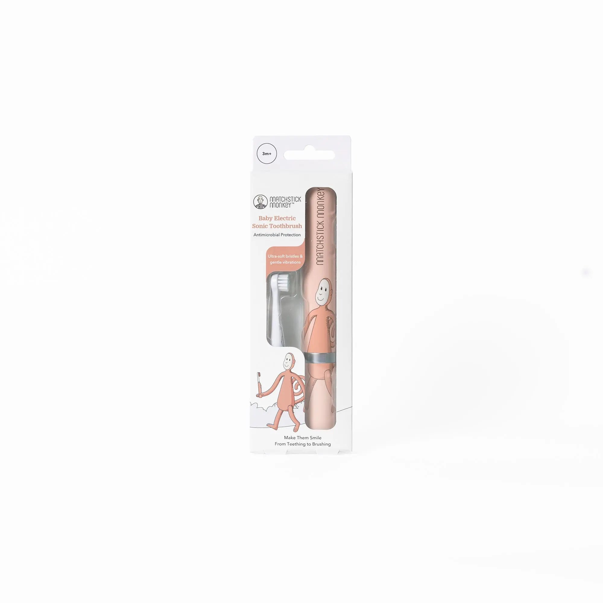 Matchstick Monkey Baby Sonic Dusty Pink Toothbrush