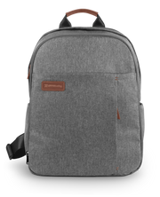 UPPAbaby Nappy Bag Pro in Greyson grey melange with saddle leather trim, front view