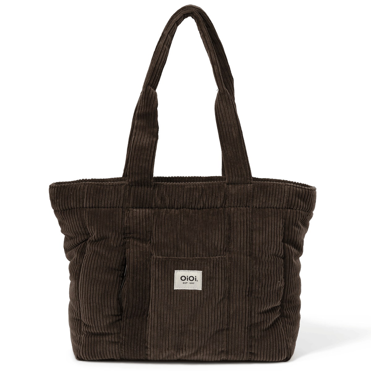 OiOi Everyday Tote nappy bag in Chocolate Brown corduroy