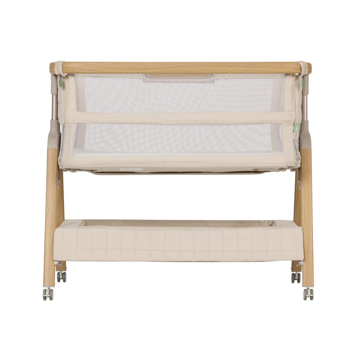 CoZee Breeze Sense bassinet front view on wheels