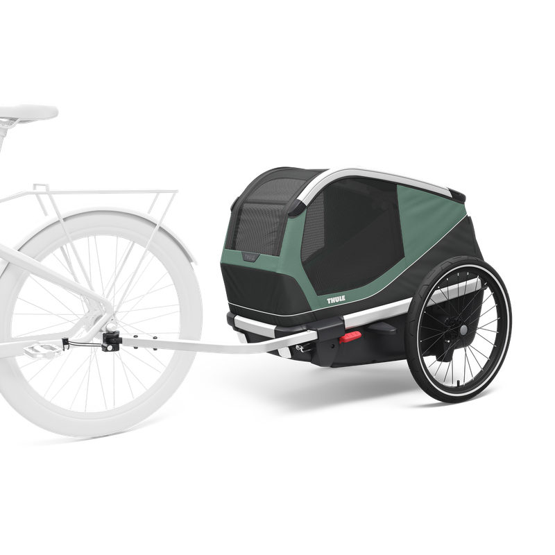 Thule Bexey M dog bike trailer Hazy Green, side view