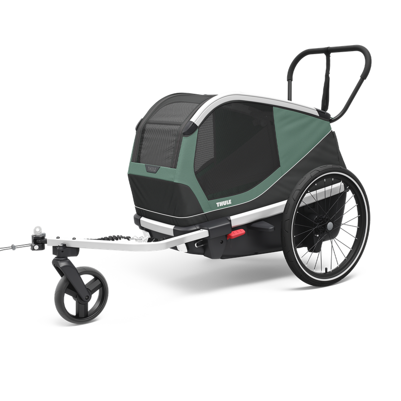 Thule Bexey M dog bike trailer Hazy Green, folded for storage