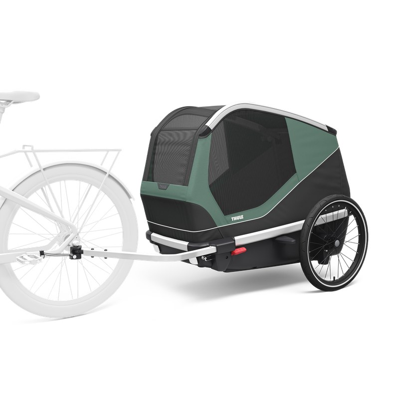 Thule Bexey L dog bike trailer Hazy Green, side view