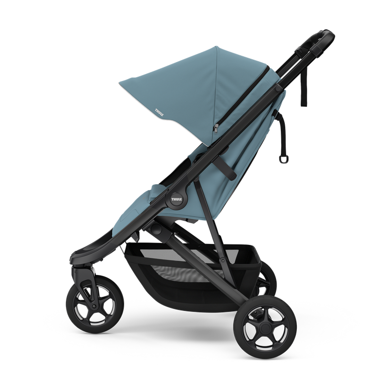 Thule Spring 2 stroller Mid Blue on Black, side profile