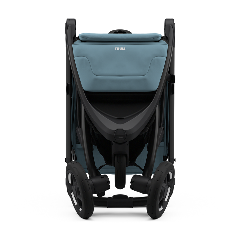 Thule Spring 2 stroller Mid Blue on Black, canopy extended