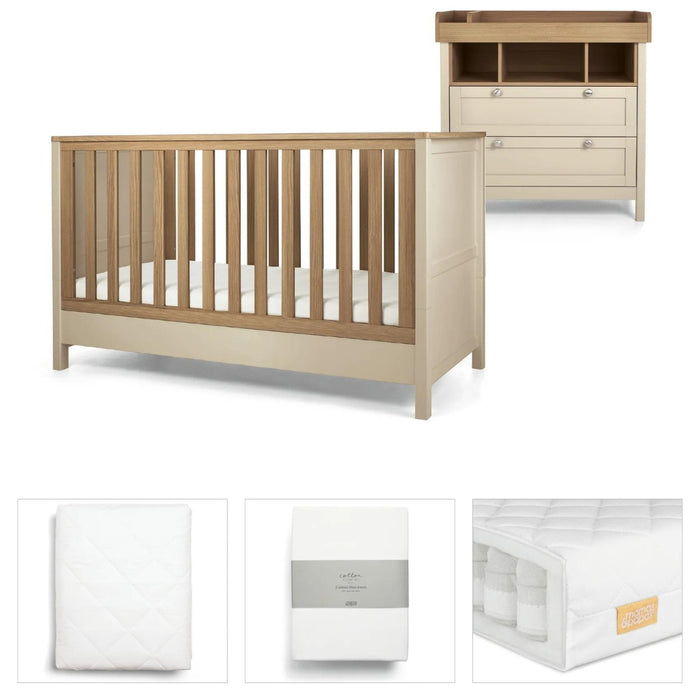 Mamas & Papas Harwell 5 Piece Set with Cot Bed, Dresser Changer, Mattress, Fitted Sheets & Mattress Protector