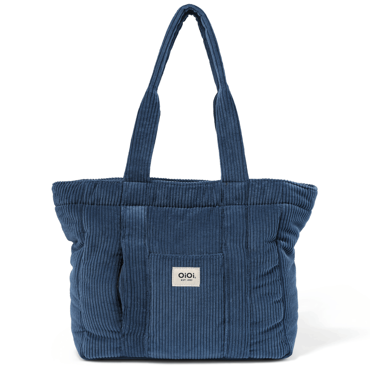 OiOi Everyday Tote nappy bag in Ocean Blue corduroy