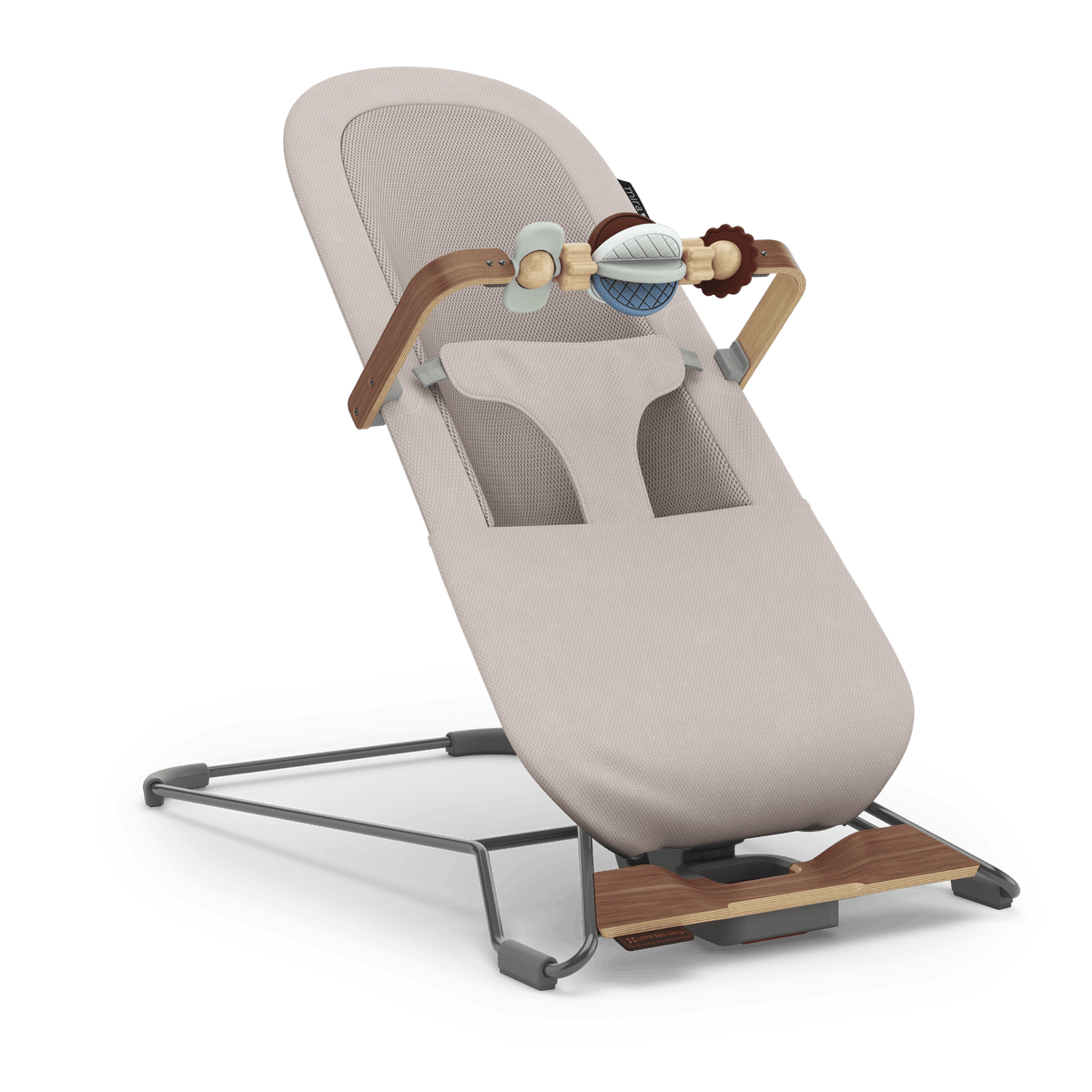 UPPAbaby Mira V2 3-in-1 Bouncer in Townsend beige soft knit and walnut with toy bar