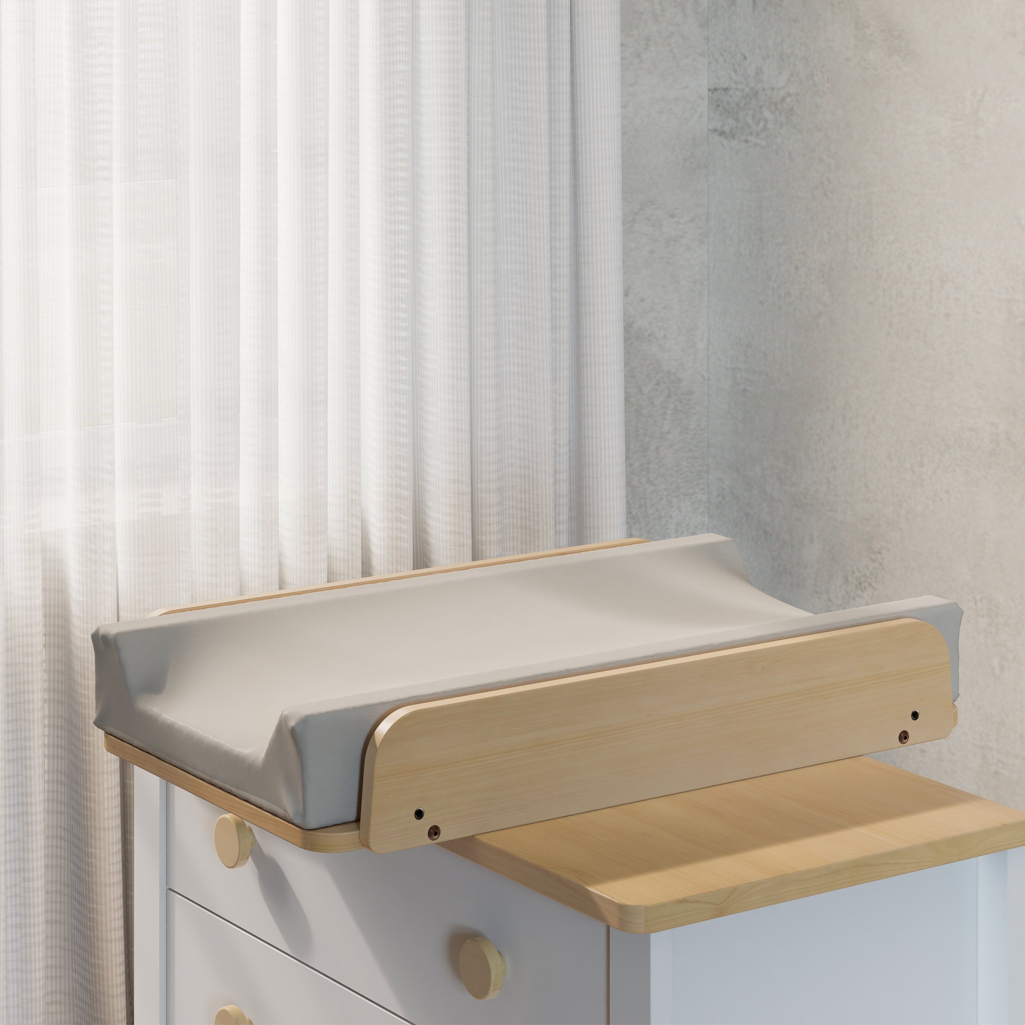 Boori Duo-Fit Change Tray with Soft Lux Change Pad in nursery lifestyle setting