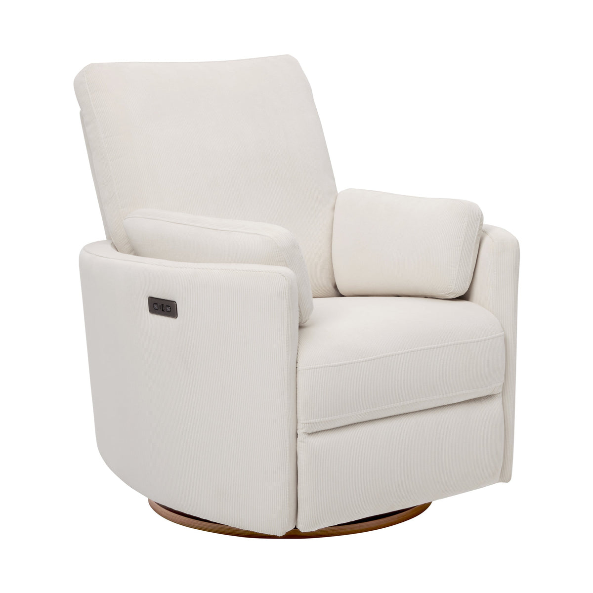 il Tutto Lola electric recliner glider nursery chair in Coconut Corduroy with timber base