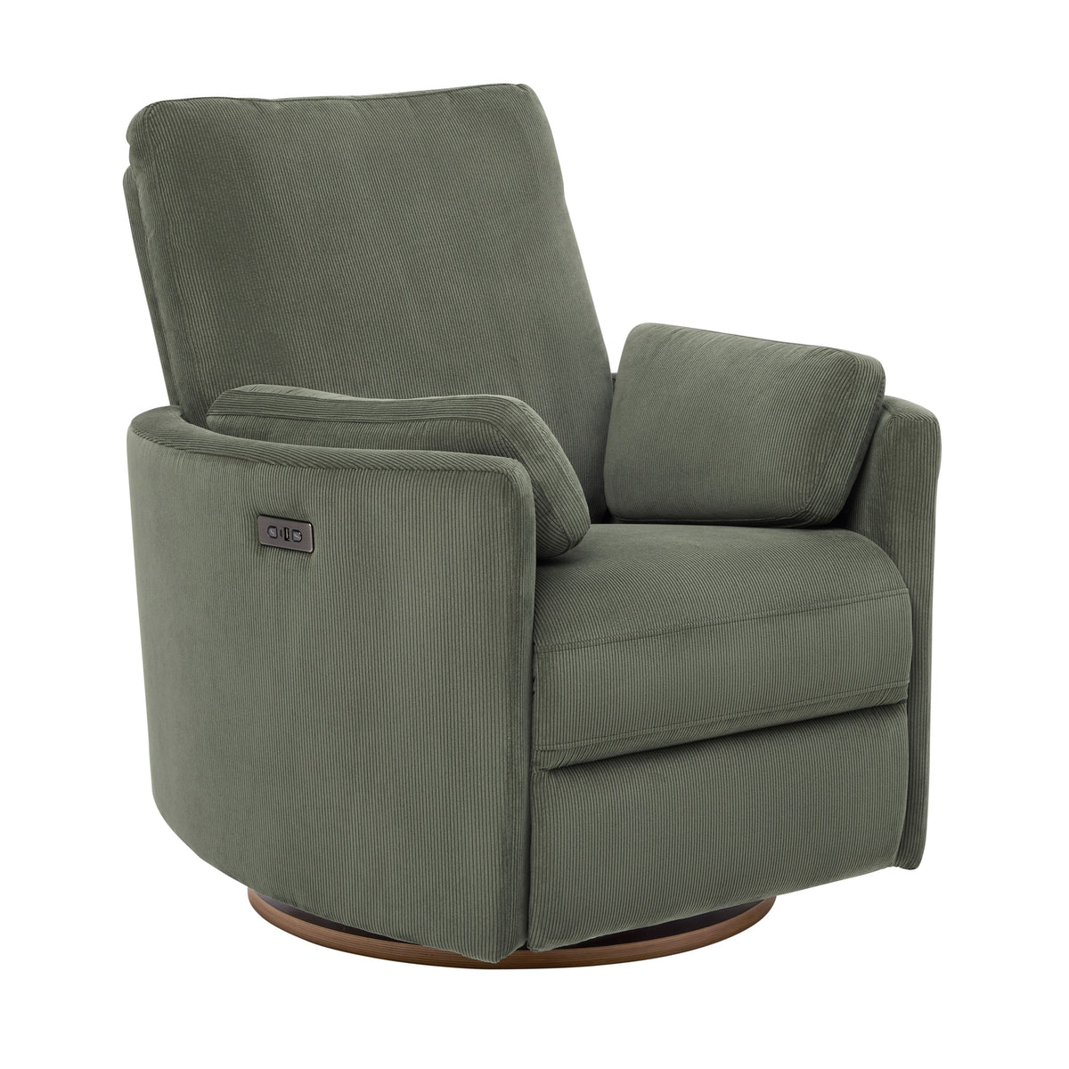 il Tutto Lola electric recliner glider nursery chair in Olive Corduroy