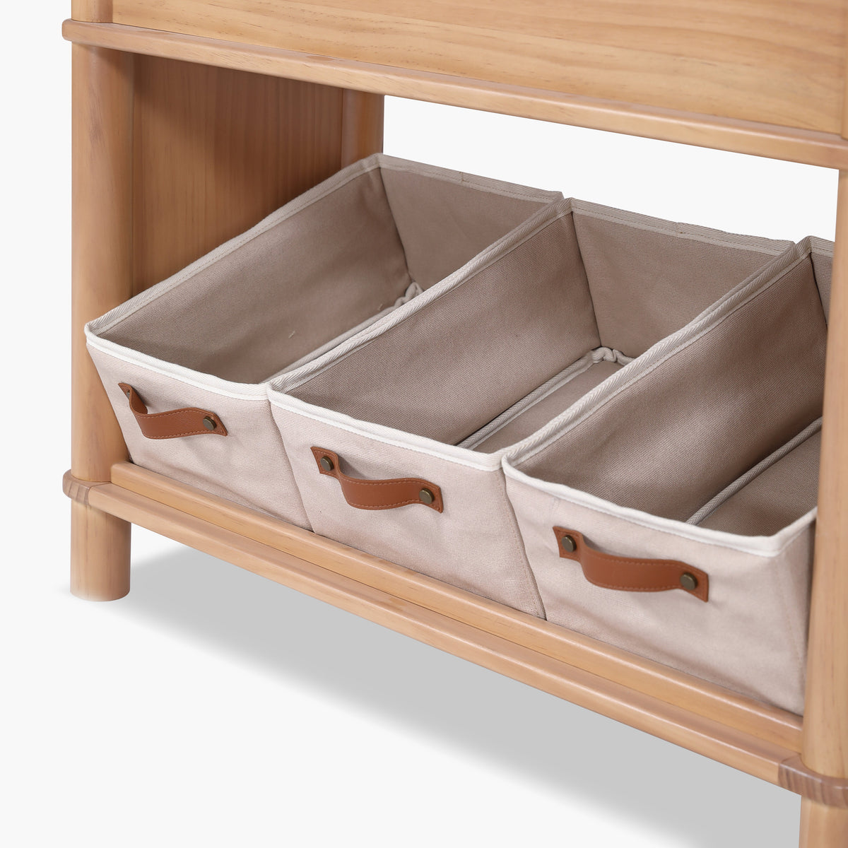Seena Stori bookshelf toy baskets in place