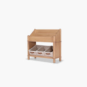 Seena Stori kids bookshelf with three canvas baskets