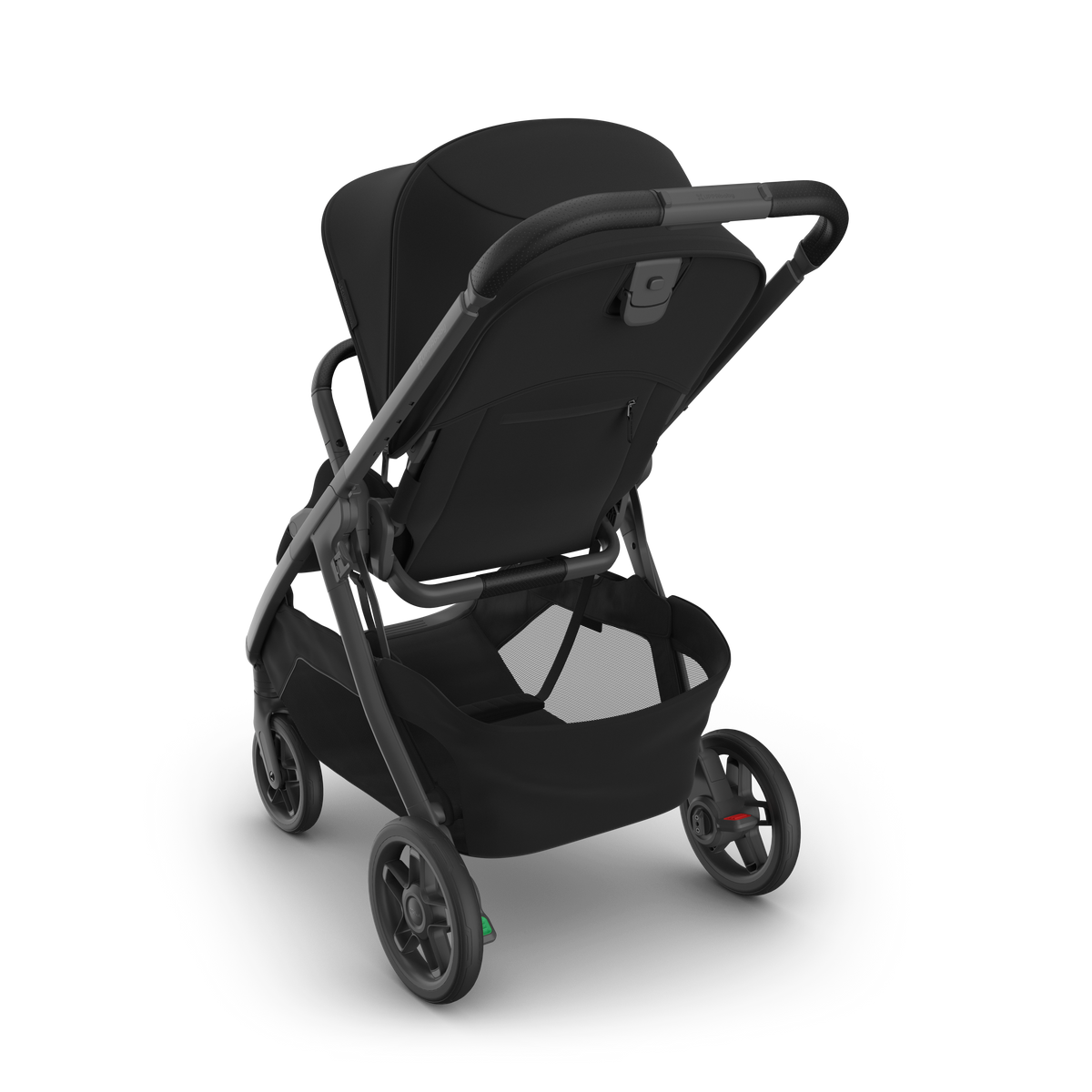 UPPAbaby Kona James three-quarter rear view showing the basket