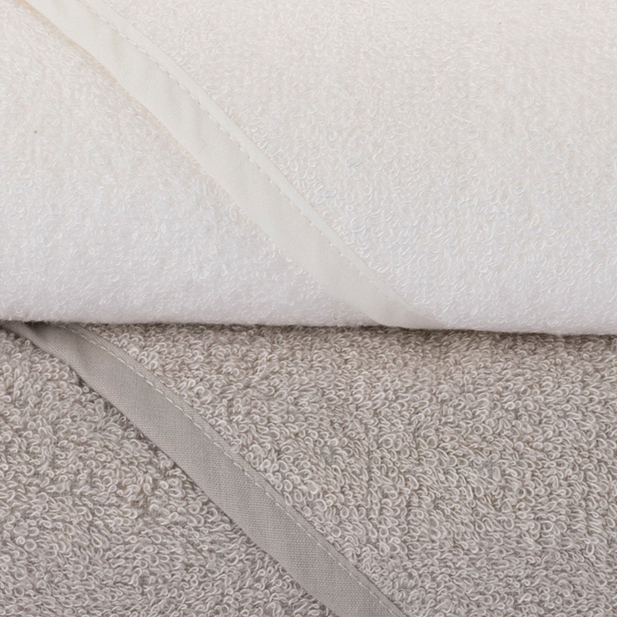 Sewn-in hood detail on the Little Bamboo towel