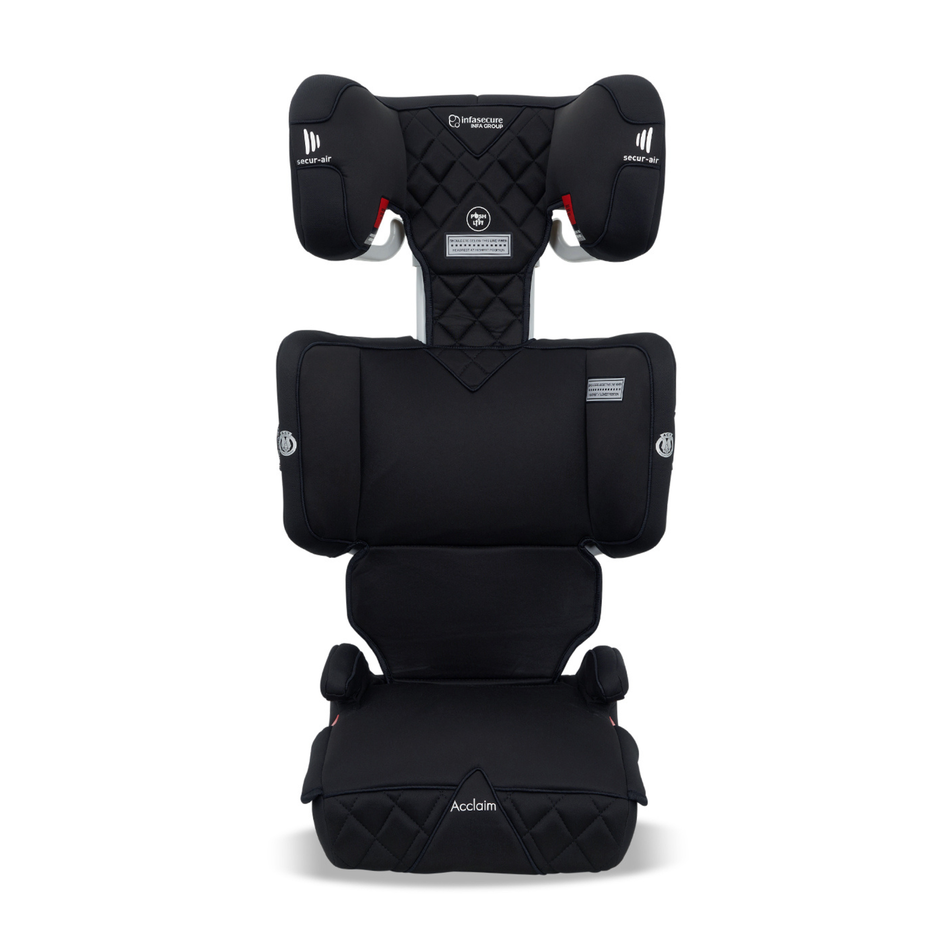 Infasecure Acclaim More – Push & Lift one-hand headrest adjustment with integrated sash guides