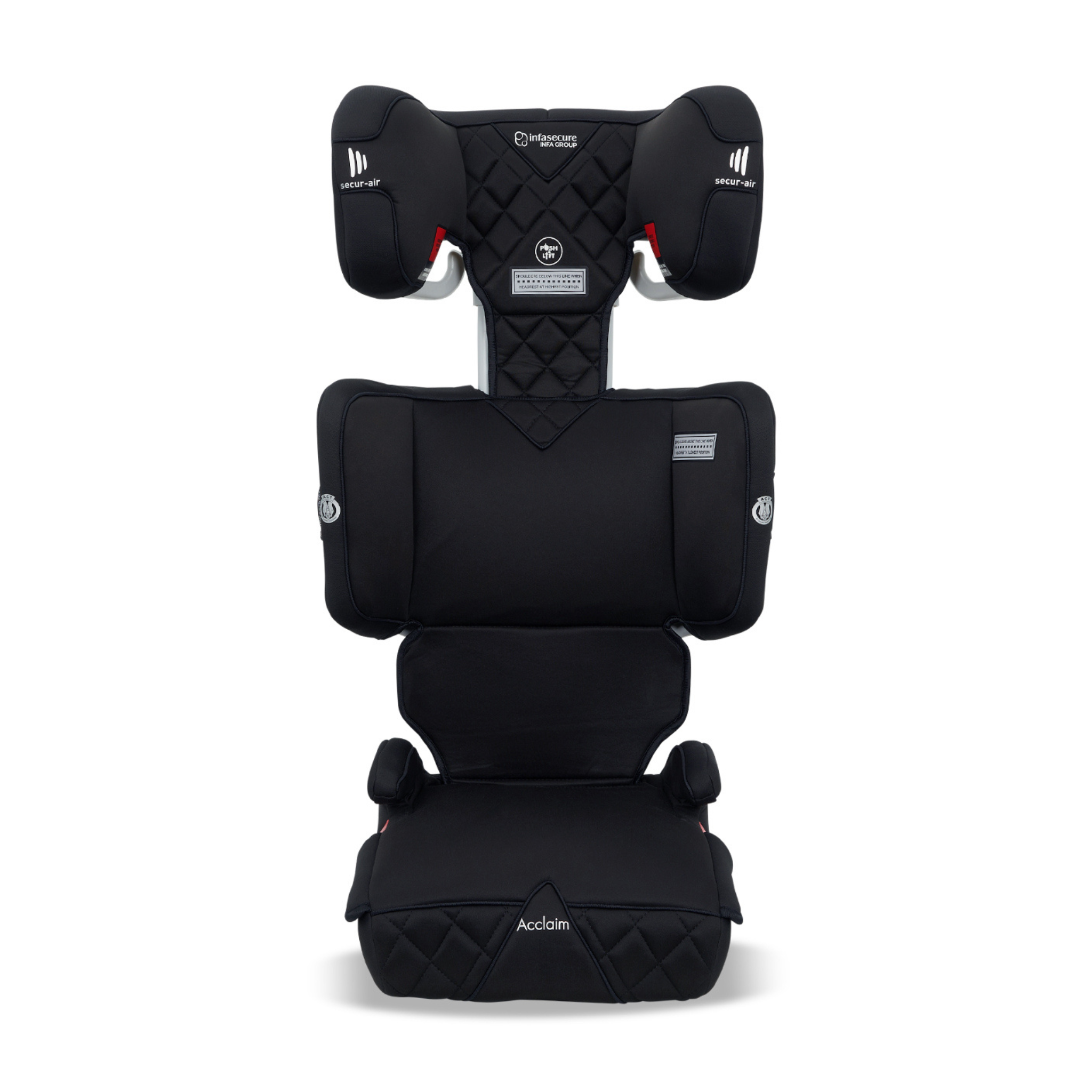 Infasecure Acclaim More – Push & Lift one-hand headrest adjustment with integrated sash guides