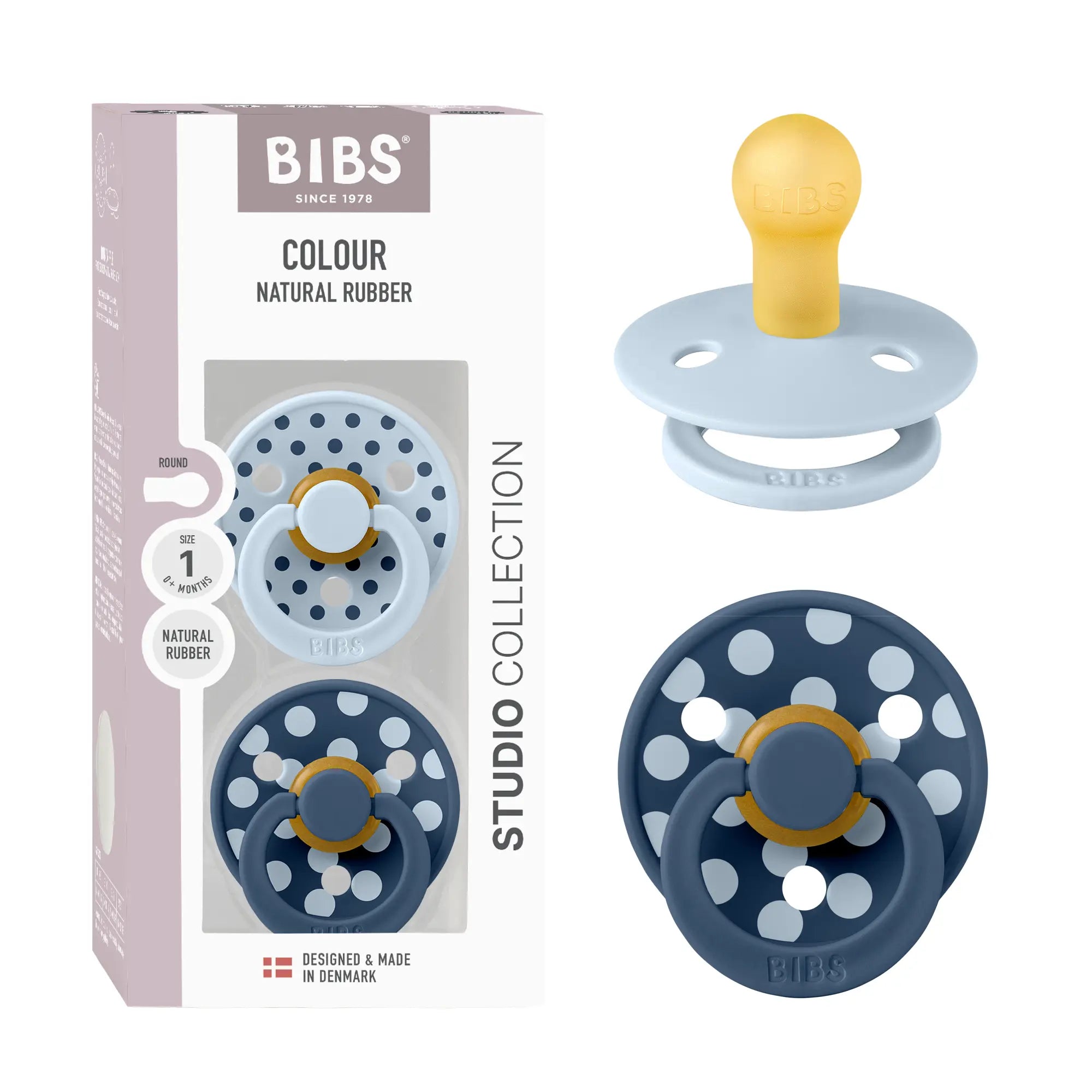BIBS Studio Polka, Baby Blue/Steel Blue