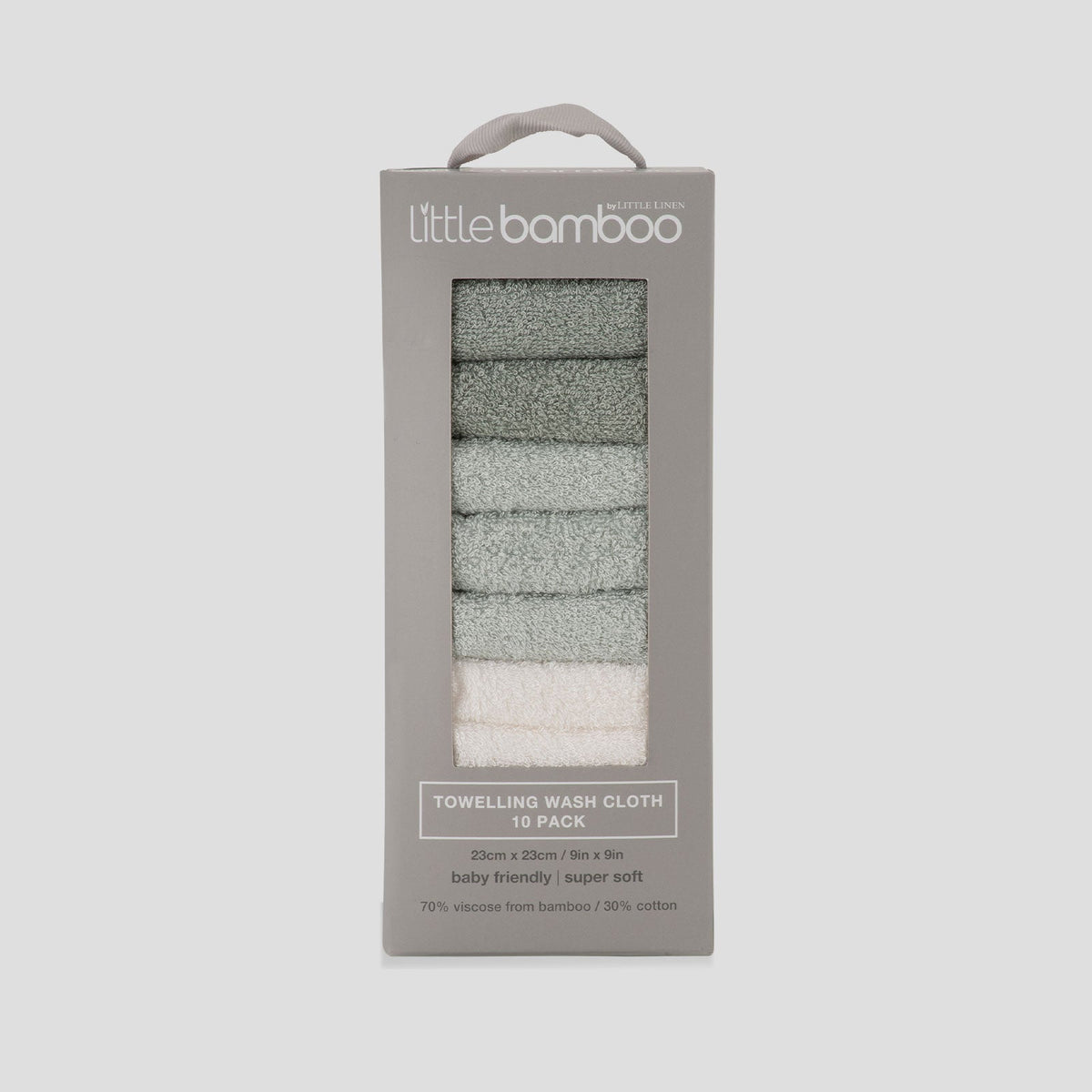Little Bamboo Towelling Washers 10 Pack in Turtle Bay
