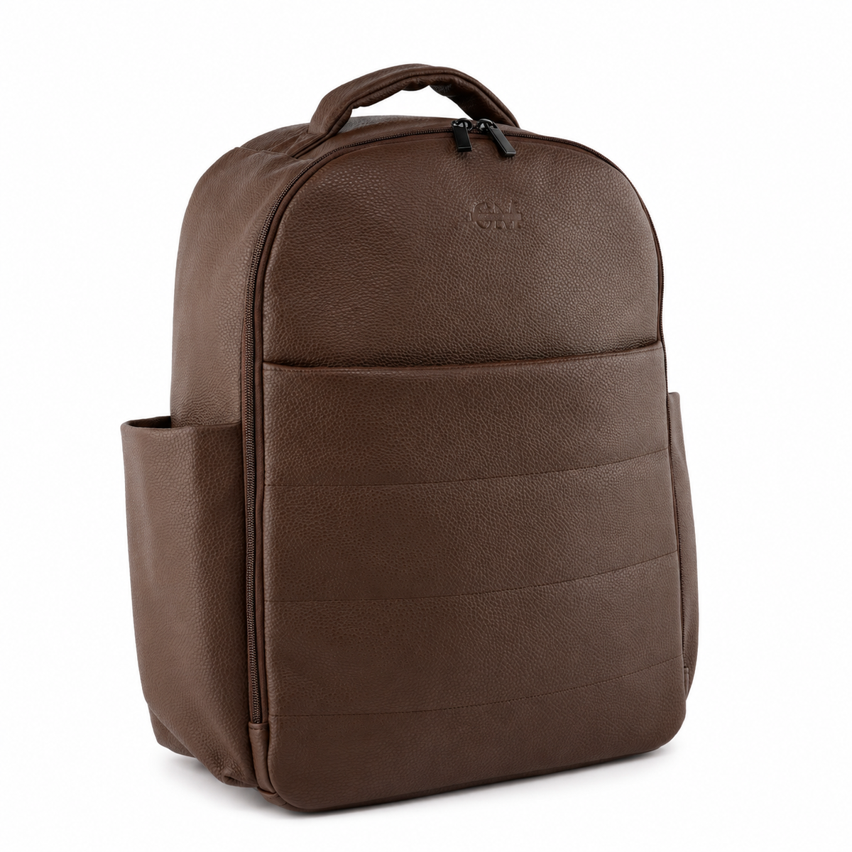 Coco Mae Sienna nappy backpack angled view, Coco Brown
