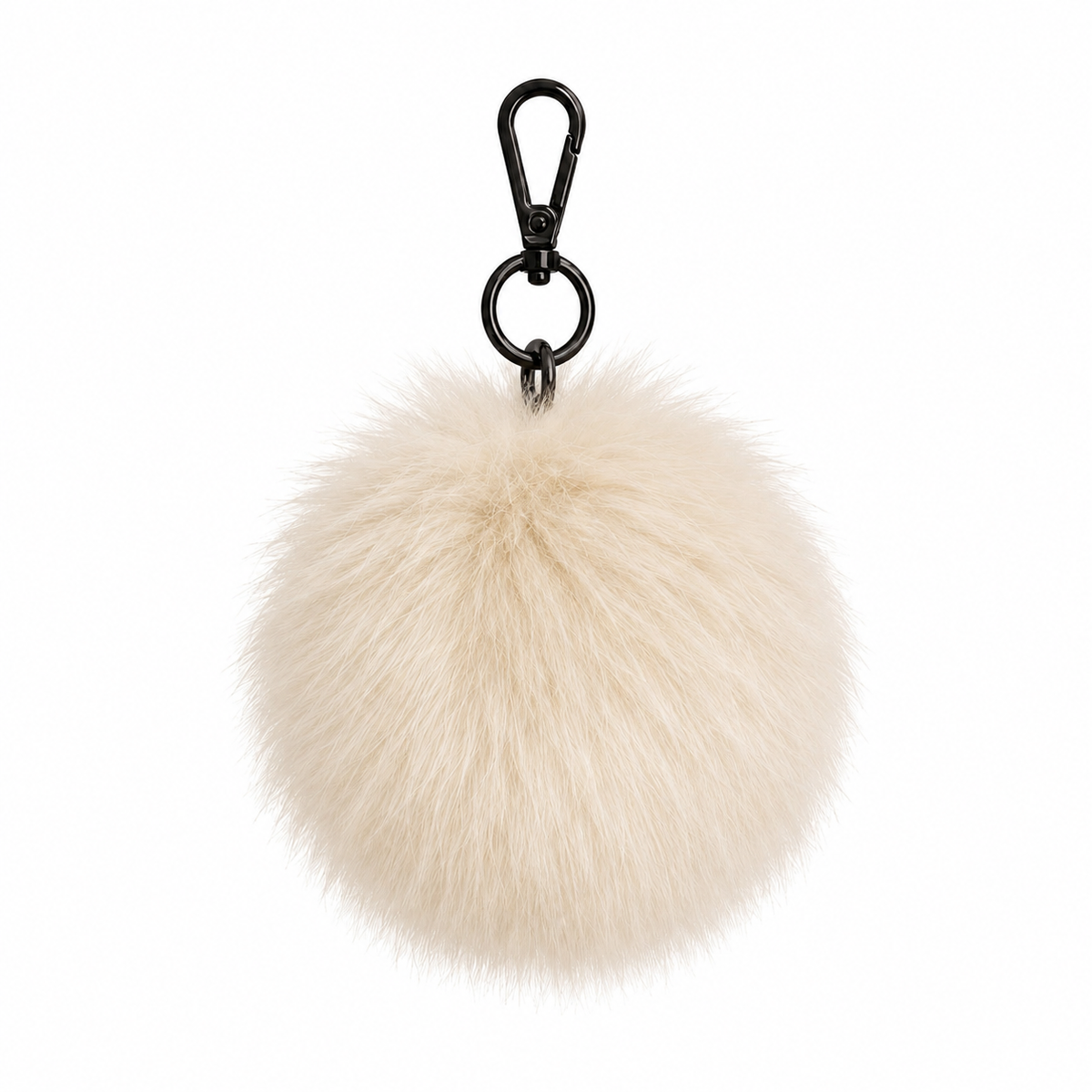 Coco Mae fluffy ball bag charm in Cream