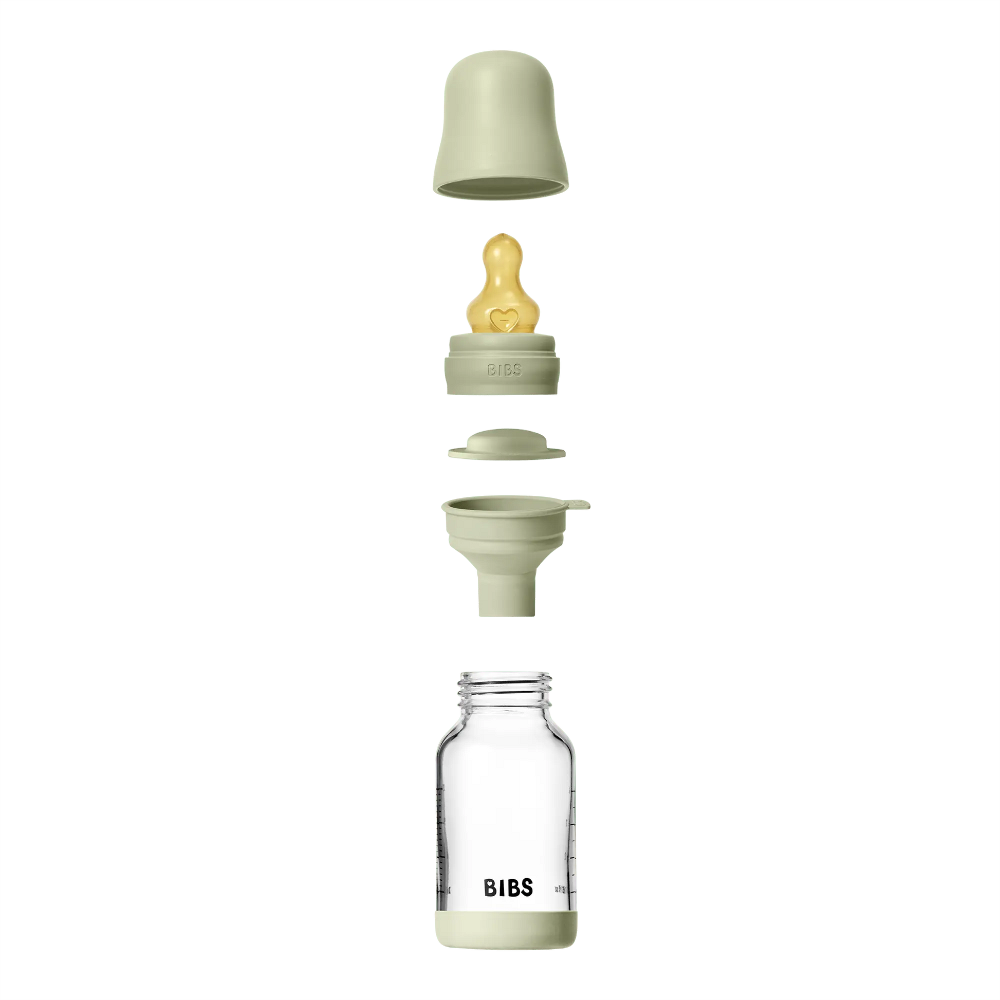 BIBS Glass Bottle Complete Set (2 Pack) 120ml Latex - Sage
