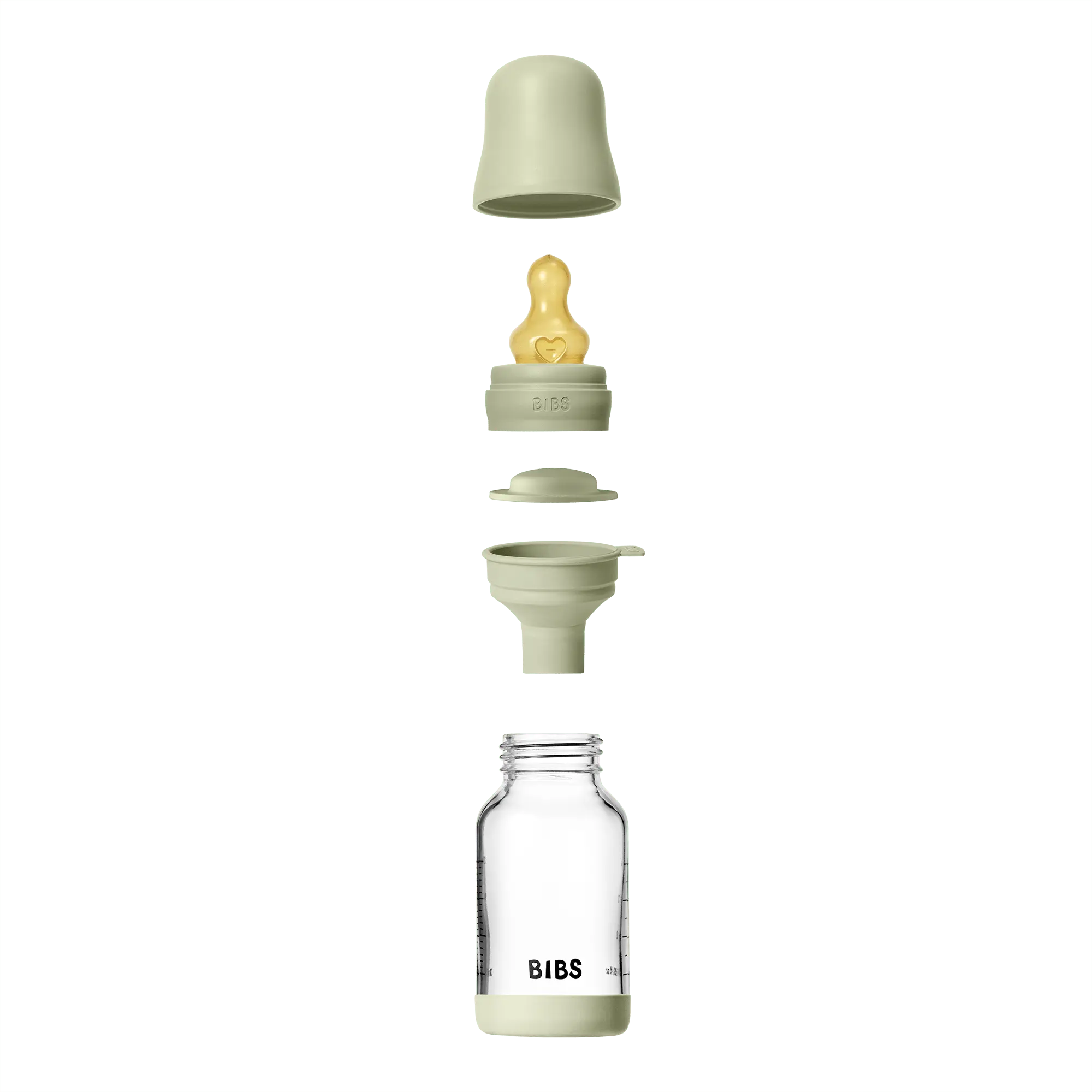 BIBS Glass Bottle Complete Set (2 Pack) 120ml Latex - Sage