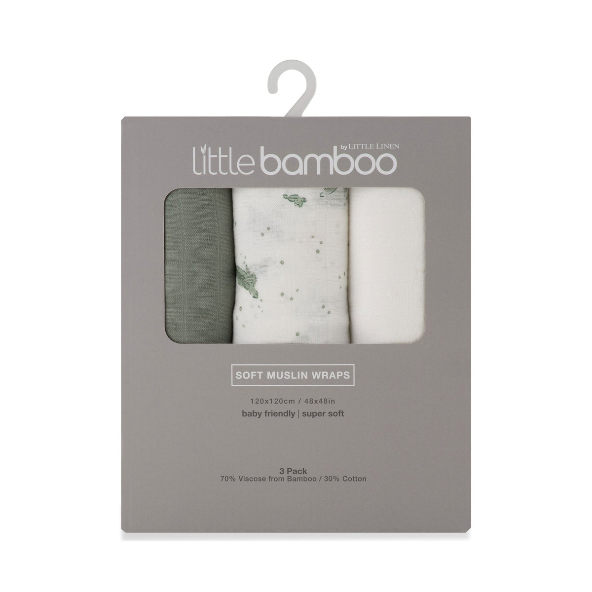 Little Bamboo Muslin Wraps 3 Pack in Turtle Bay