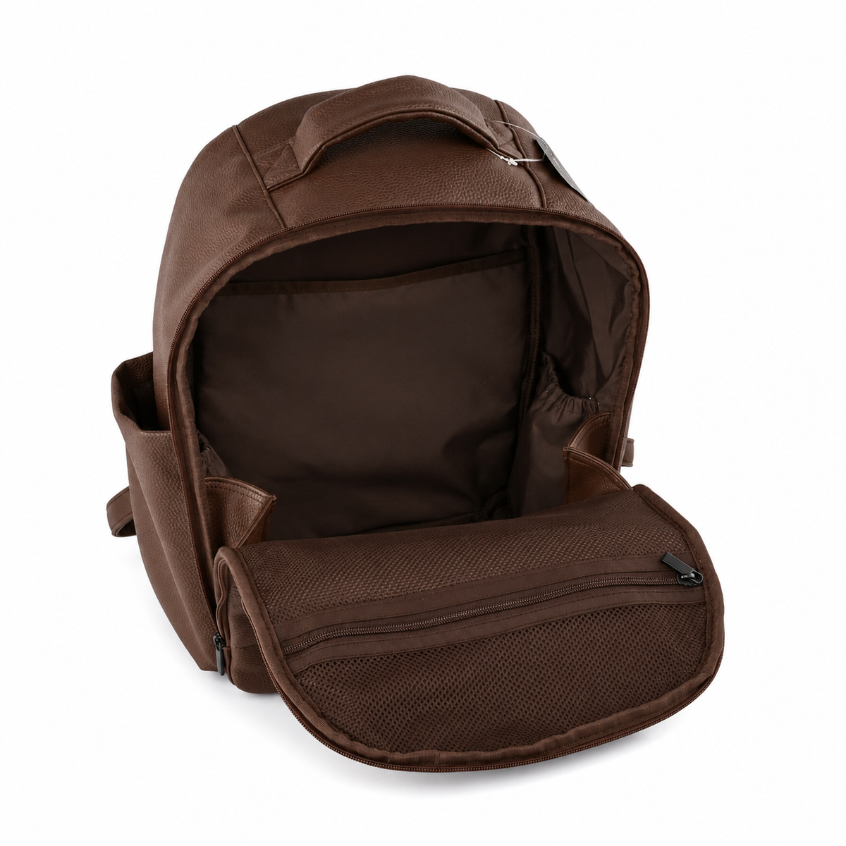 Coco Mae Sienna nappy backpack open interior, Coco Brown