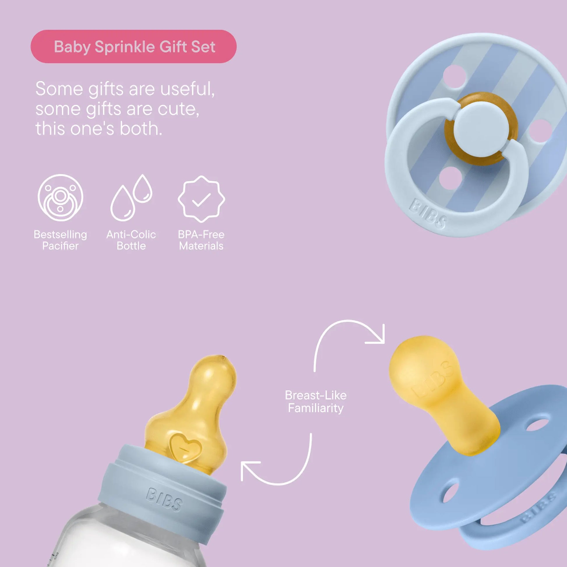 BIBS Gift Set, Baby Sprinkle - Baby Blue