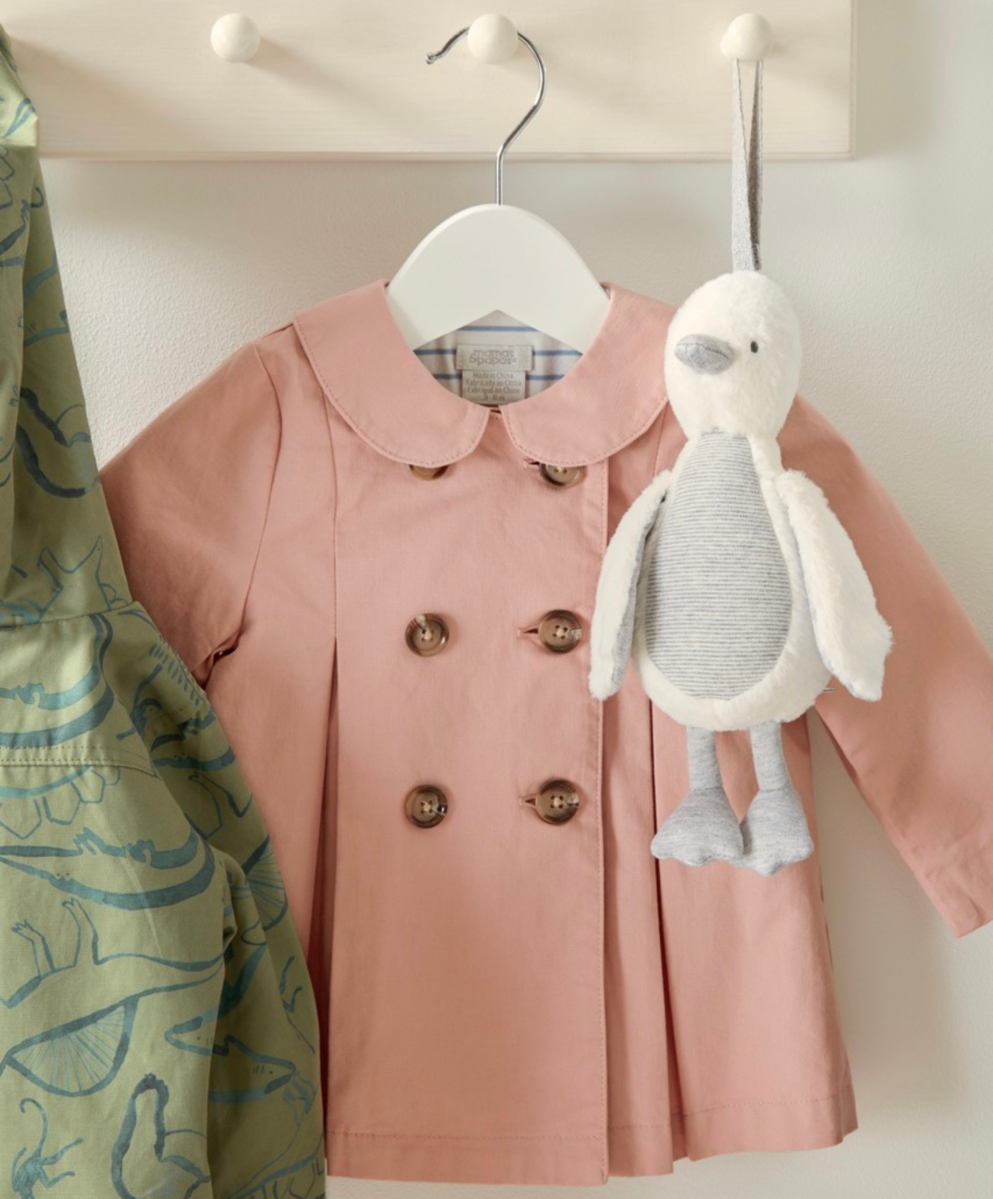 WTTW Chime Duck Travel Toy Grey — detail of hidden chime bell and soft fabric, Mamas & Papas