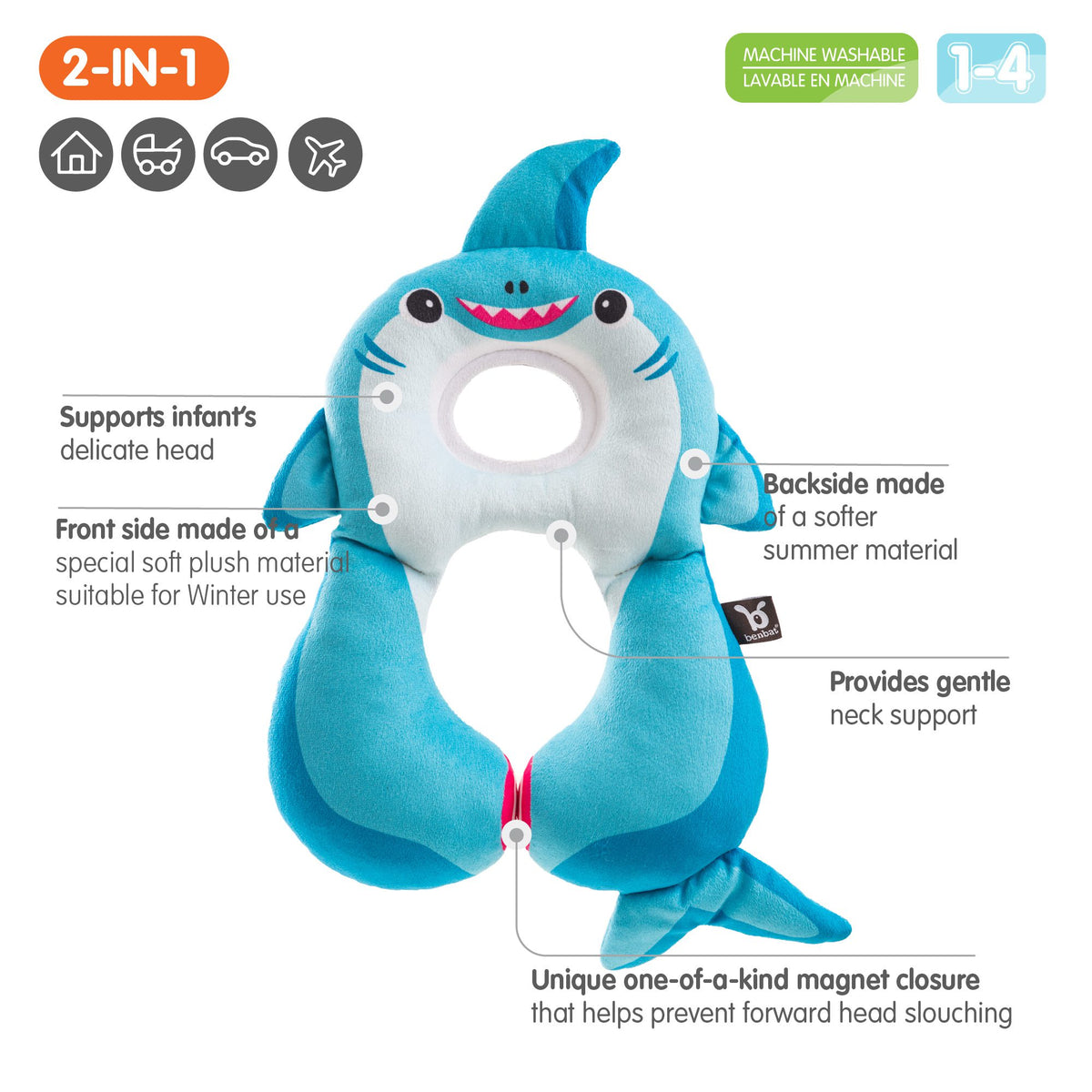 Travel Friends Neck Pillow for Toddler & Kids 1-4 Years | BenBat