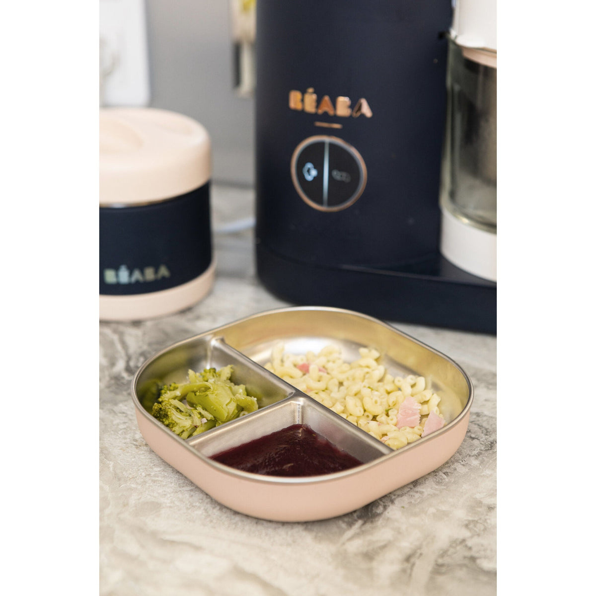 Beaba divided plate Cotton Candy compartments