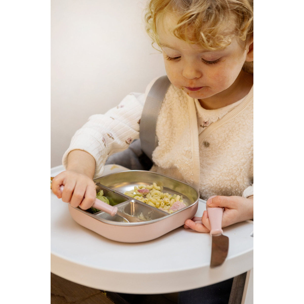 Beaba divided plate Cotton Candy silicone sleeve