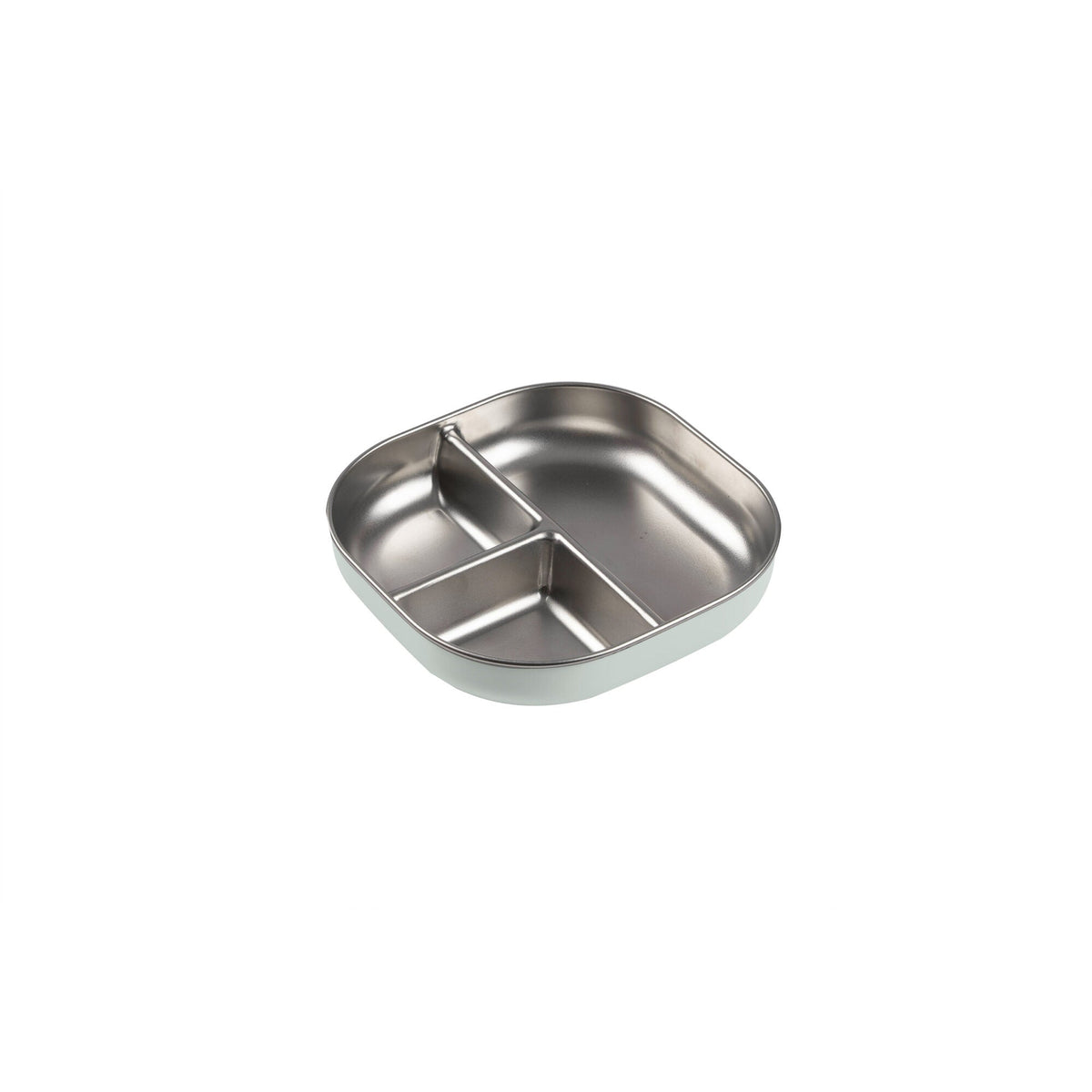 Beaba Stainless Steel Divided Plate in Misty Green