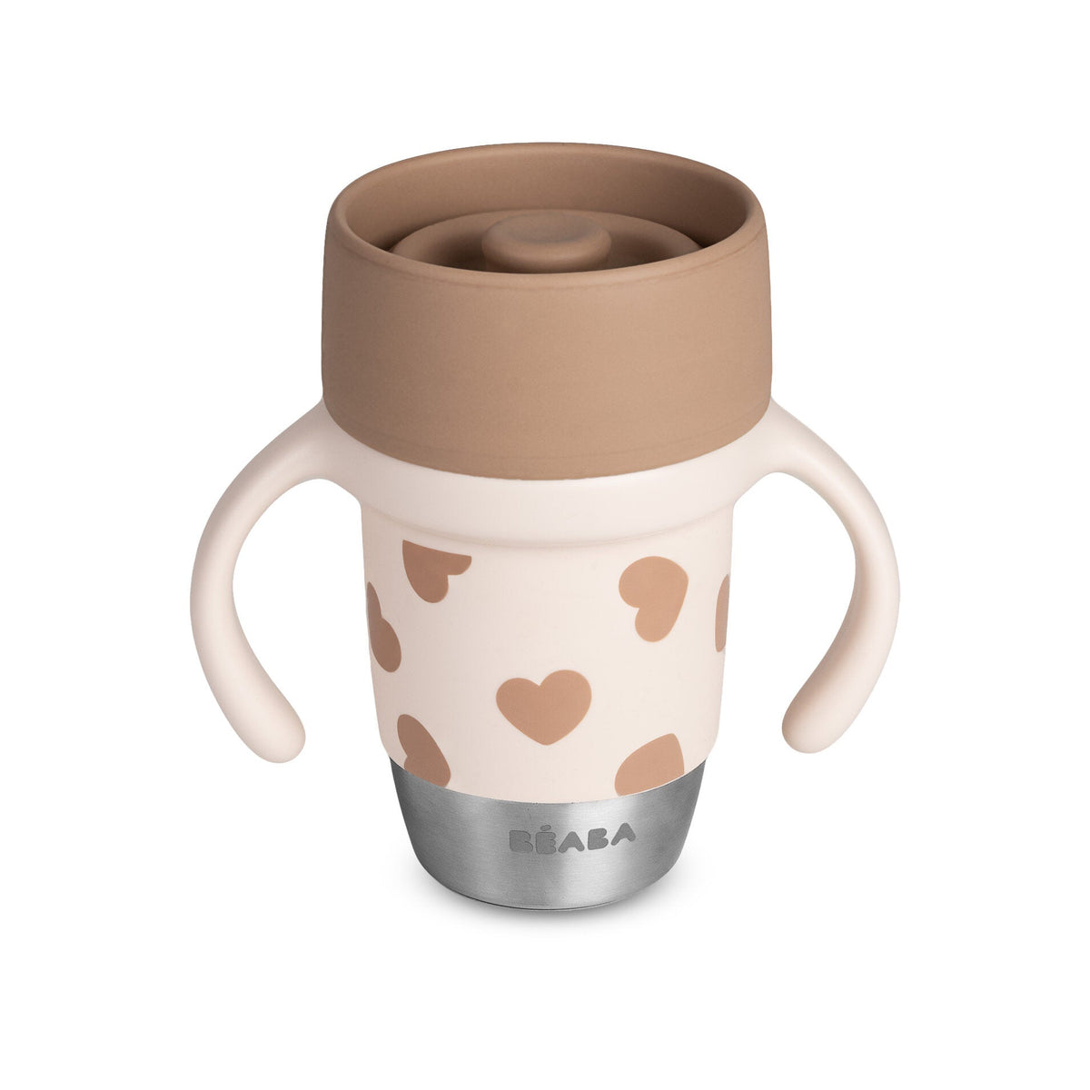 Beaba Click & Drink 360 stainless steel learning cup in Big Love