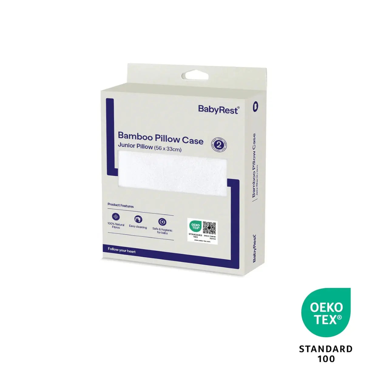 Babyrest Junior Pillow Case - Bamboo. Pack of 2. White  